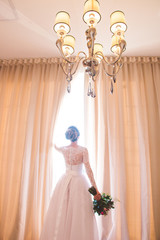 wedding dress fiancee woman bouquet