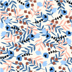 Seamless floral pattern. Modern pattern with flowers for textile, wrapping paper or background. Flat vector illustration