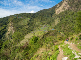 Trail Through Himalayan Mountains, Chhomrong Village, Nepal