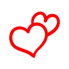 Two lovers hearts. Love symbol. Double heart doodle.