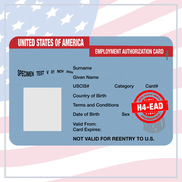 EAD/employment authorization card mockup, for H4 spouses of H1-B visa holders, to work legally in the USA, after approval of PERM AND i-140. Save Jobs USA's civil complaint against DHS to stop H4 visa
