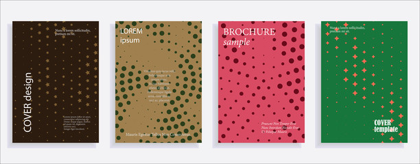 Minimalistic cover design templates. Layout set for covers of books, albums, notebooks, reports, magazines. Star, dot halftone gradient effect, flat modern abstract design Geometric mock-up texture