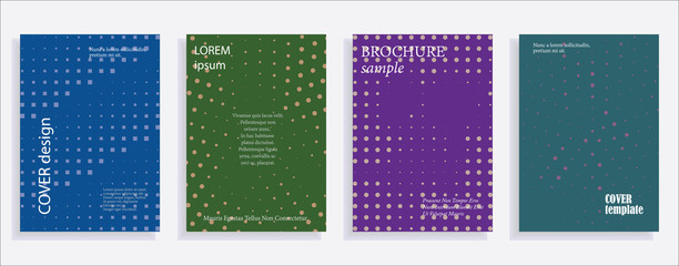 Fototapeta na wymiar Minimalistic cover design templates. Layout set for covers of books, albums, notebooks, reports, magazines. Star, dot halftone gradient effect, flat modern abstract design Geometric mock-up texture