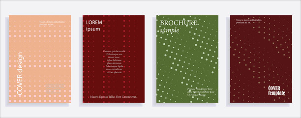 Minimalistic cover design templates. Layout set for covers of books, albums, notebooks, reports, magazines. Star, dot halftone gradient effect, flat modern abstract design Geometric mock-up texture