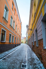 Fototapeta na wymiar The old streets of Vilnius. New Year in Lietuva.