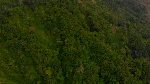 Aerial shot of the Batur volcano on the Bali island, Indonesia