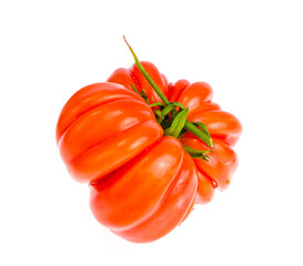 Red fresh beefsteak tomatoes on white background.