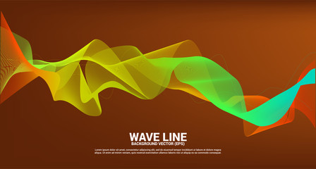 orange green Sound wave line curve on dark background. Element for theme technology futuristic vector