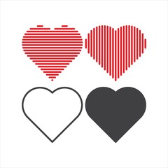 Set of heart with different style vector icon template
