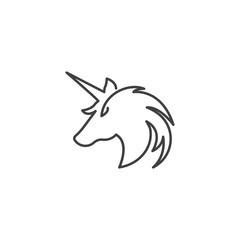 Unicorn one line. Vector logo icon template