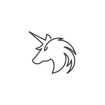 Unicorn one line. Vector logo icon template