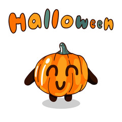 Happy Pumpkin cartoon character isolated on white background. pumpkin with smile for holiday Halloween. Autumn holidays.