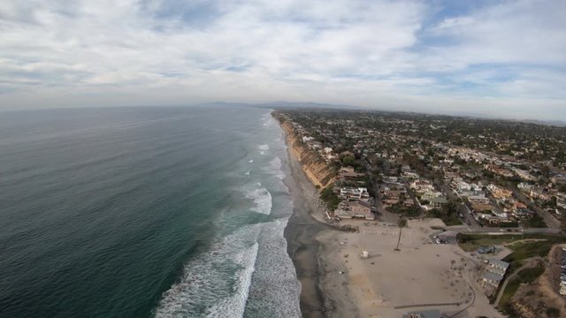 Moonlight State Beach Encinitas California USA Aerial View Flying North