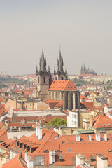 Obraz premium Beautiful view of the Old Town Square, and Tyn Church and St. Vitus Cathedral in Prague, Czech Republic