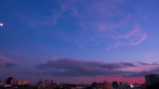 4K 東京　夕焼け　トワイライト　タイムラプス