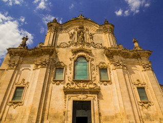 Fototapeta na wymiar View of the Matera Cathedral in Matera, Basilicata, southern Italy
