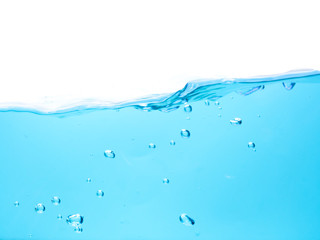 Water waves and bubbles in a white background