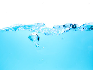 Water waves and bubbles in a white background