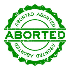 Grunge green aborted word round rubber seal stamp on white background