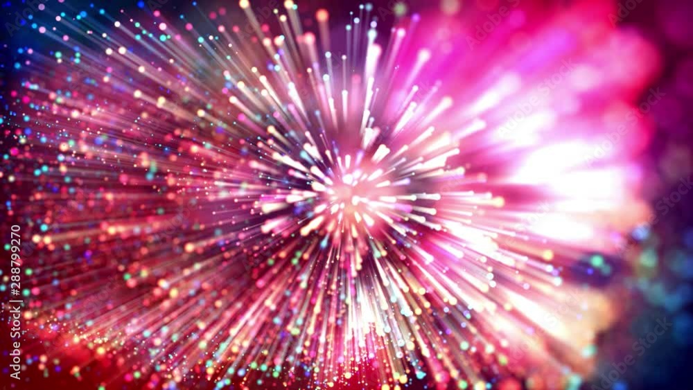 Poster 4k abstract background with shining bokeh sparkling particles for bright festive events, with multic