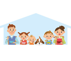 家族で仲良くご飯を食べる