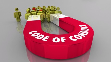 Code of Conduct Rules Behavior People Magnet 3d Animation
