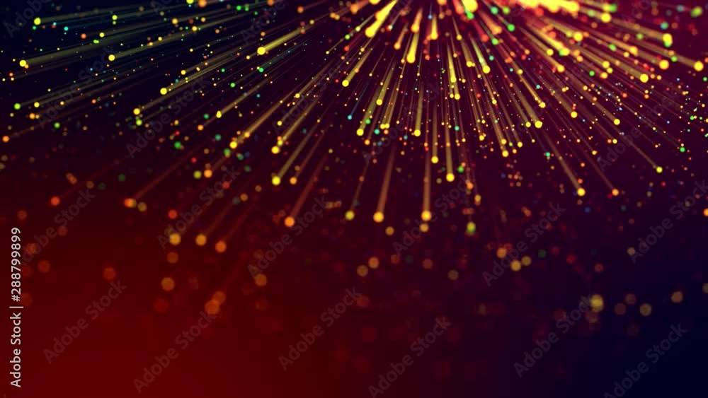 Poster 4k abstract background with multicolor light rays like laser show, with shining bokeh sparkling part