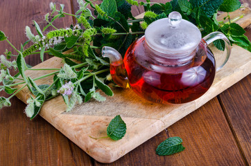 Herbal tea with mint and honey. Photo