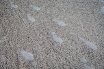 Footprint on sand beach