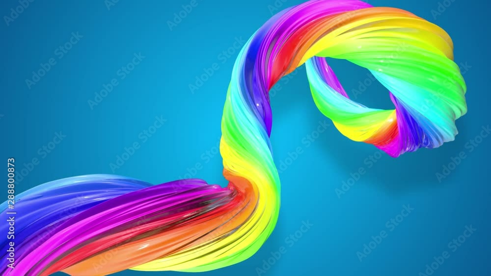 Aufkleber abstract background with rainbow color stripes that moving in a spiral and shiny on blue background 