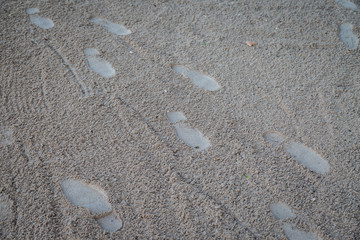 Footprint on sand beach