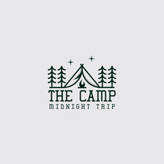 icon logo illustration of camp with line art