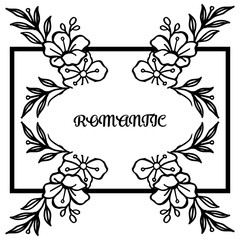 Decorative element leaf floral frame, for ornate of card celebration bride romantic. Vector