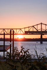 Fototapeta na wymiar Sunset Over Bridge Louisville, KY