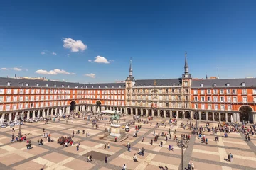 Tableaux ronds sur plexiglas Anti-reflet Madrid Madrid Espagne, vue aérienne sur les toits de la ville à la Plaza Mayor