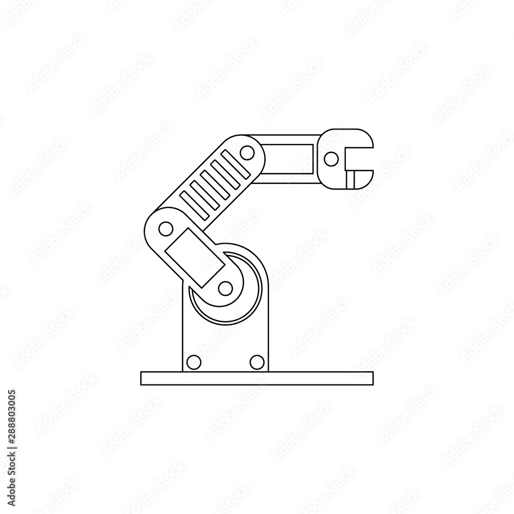 Poster mechanical arm production icon. element of production for mobile concept and web apps icon. outline,