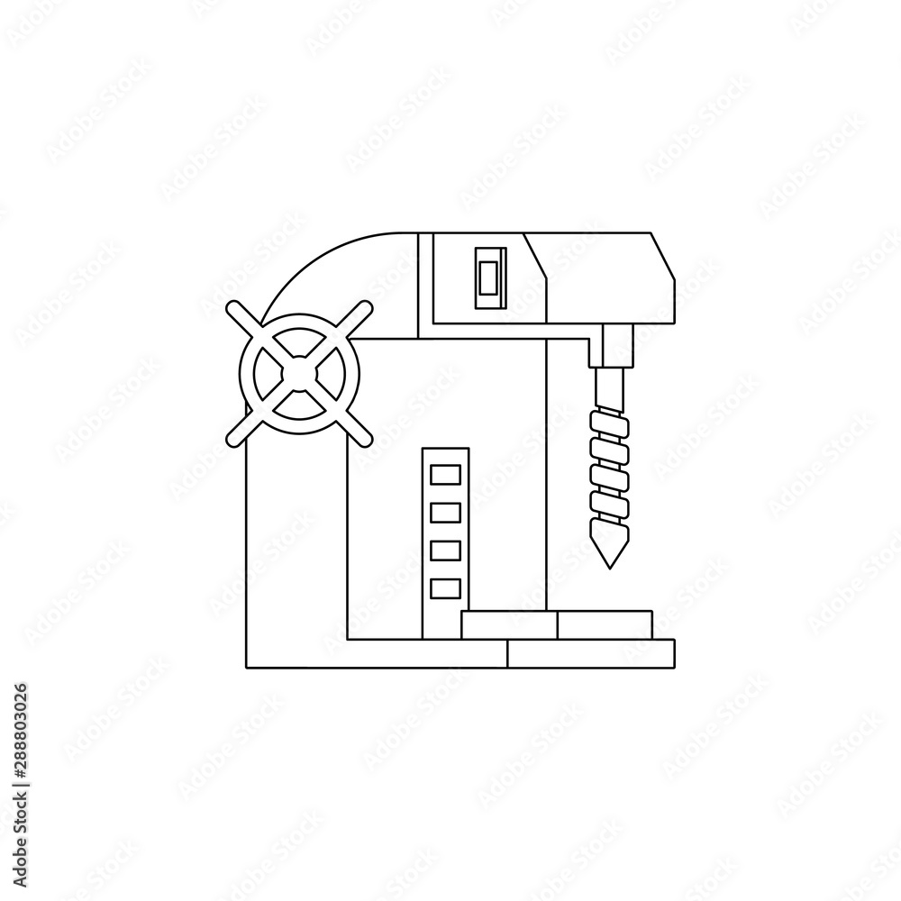 Poster drilling machine production icon. element of production for mobile concept and web apps icon. outlin
