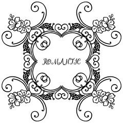 Element for design banner romantic, with decoration of leaf flower frame. Vector