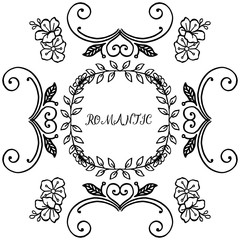 Element for design banner romantic, with decoration of leaf flower frame. Vector