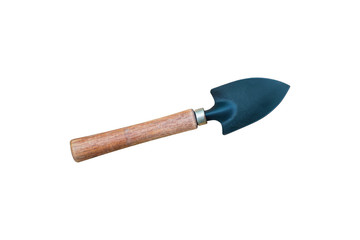 gardening tools on isolate white background with clipping path. The small planting spoon is suitable for use in the garden and is suitable for light work, such as seedling, soil preparation.