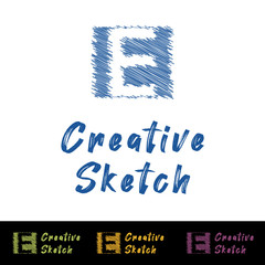 handwritten logos of creative letters in a square sketch, the concept of business consulting. studio, room, group icon. Suitable for business, consulting group companies. - vector