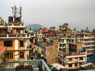 Kathmandu Rooftops, Crowded City Skyline in Nepal