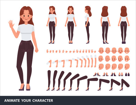 Woman character vector design. Create your own pose.