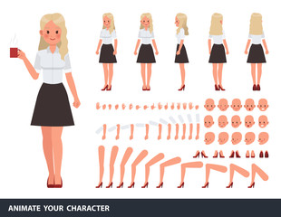 Woman wear white shirt character vector design. Create your own pose.