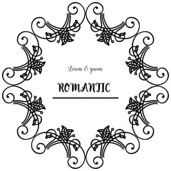 Design element for invitation romantic, with ornate pattern of flower frame. Vector