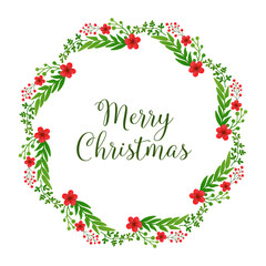 Vintage design for merry christmas, with element of green leafy flower frame. Vector