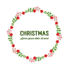 Vintage design for merry christmas, with element of green leafy flower frame. Vector