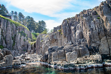 The columnar joint rocks and the limb of the sea at Tojinbo located in Mikuni town, Sakai city, Fukui pref. Japan.
