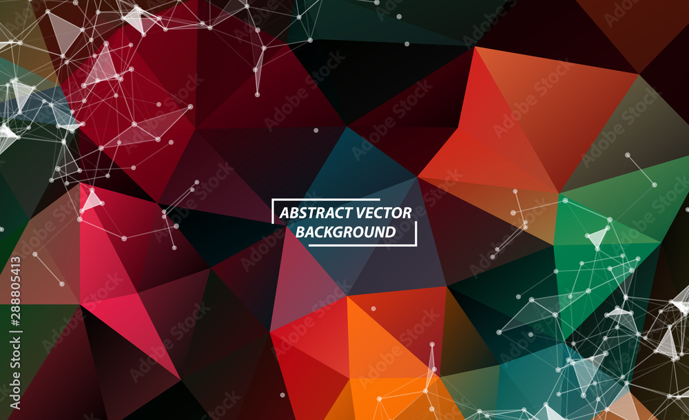 Poster geometric colorful polygonal background molecule and communication. connected lines with dots. minim