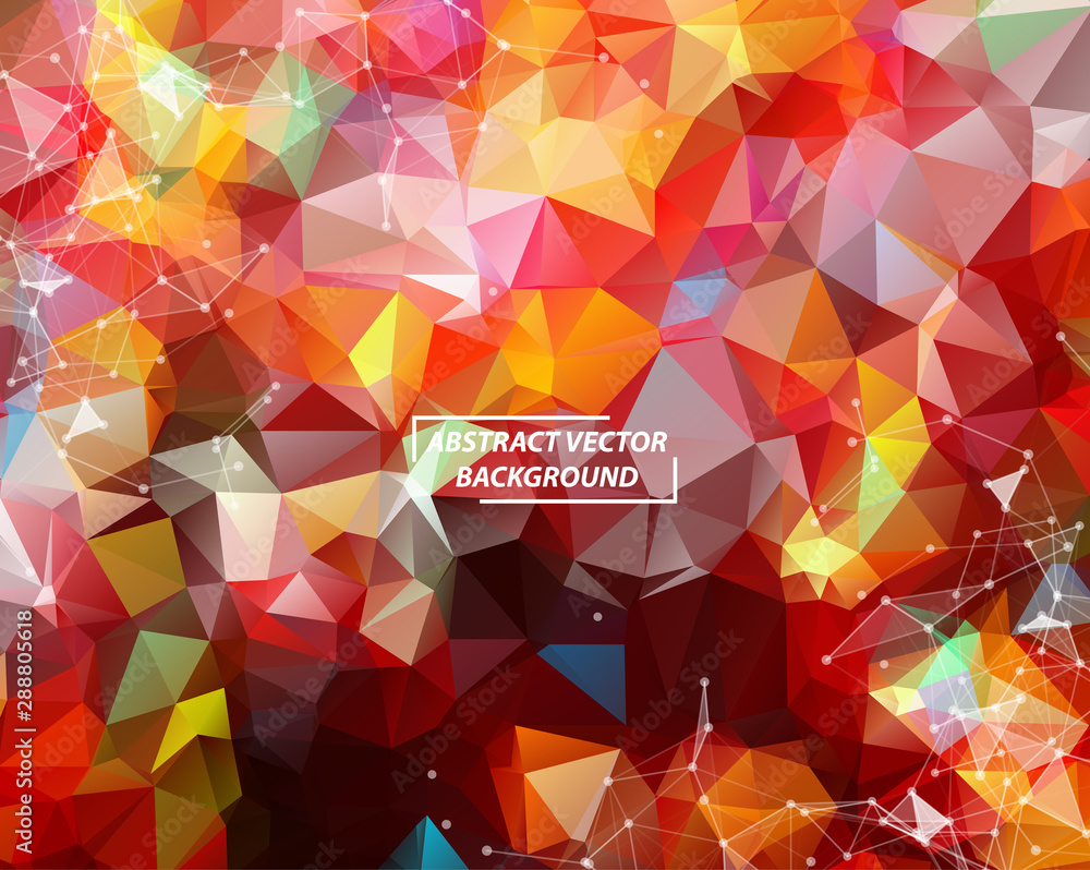 Poster geometric colorful polygonal background molecule and communication. connected lines with dots. minim